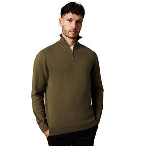 Burton Mens Cotton Quarter Zip Sweater / Khaki